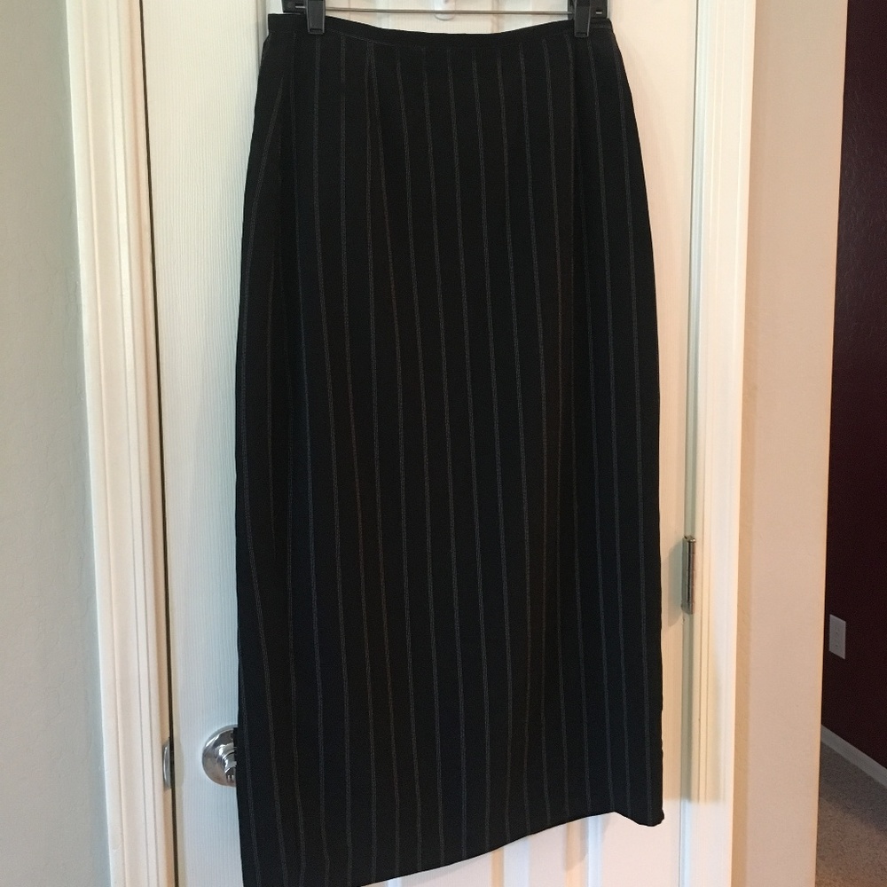 Long Pinstripe Straight Skirt